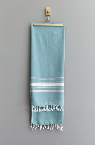 Ziya Stripe Hammam Towel | Green Silver