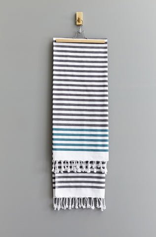 Deniz Stripe Hammam Towel | Black Green
